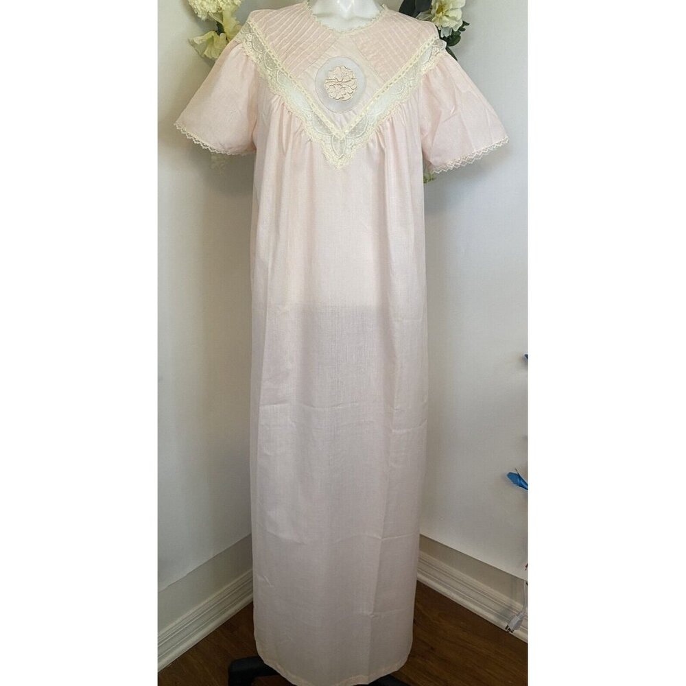 Vintage Gilead Nightgown Cotton Blend Pink Nightie Lace Trim Nightie‎ S USA NWOT